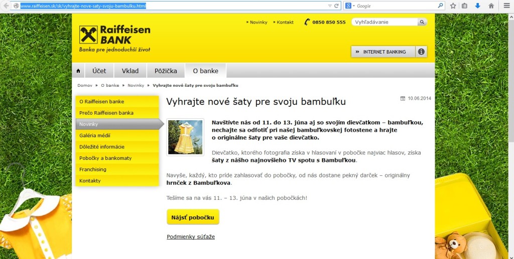 Pobočka banky Raiffeisen lákala dievčatá na Bambuľkine nové šaty, podľa RVR porušila kódex - 3