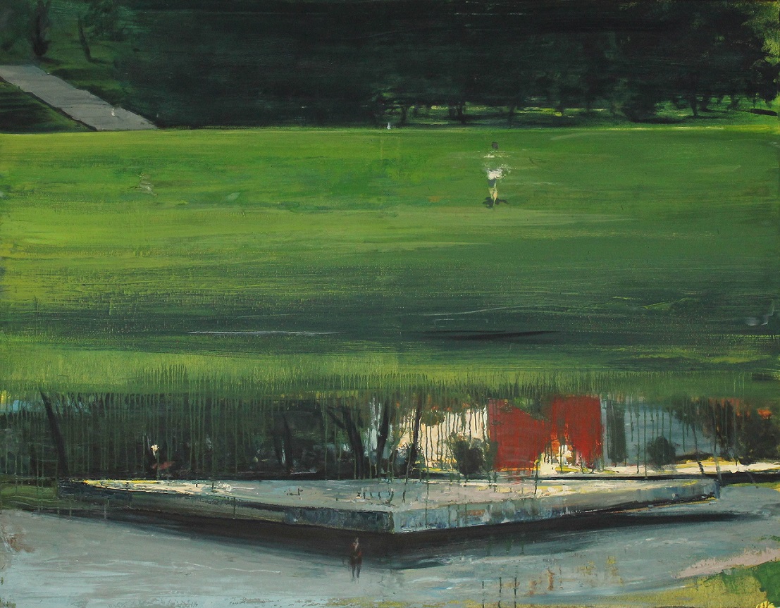 Stredoslovenská galéria a Akadémia umení v Banskej Bystrici- Juraj Toman, Prechádzka, olej na plátne 200 x 160, 2013