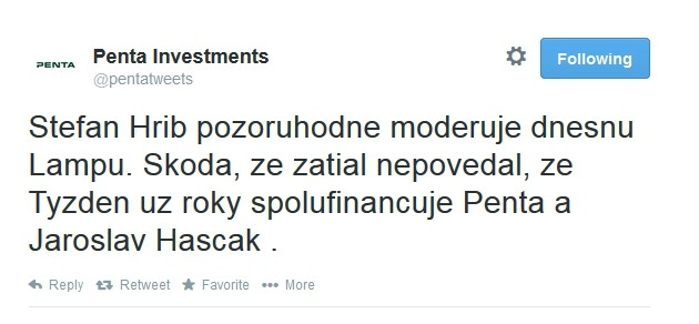 Štefan Hríb nepozval Pentu do diskusie, tá preto prezradila že financuje jeho magazín .týždeň
