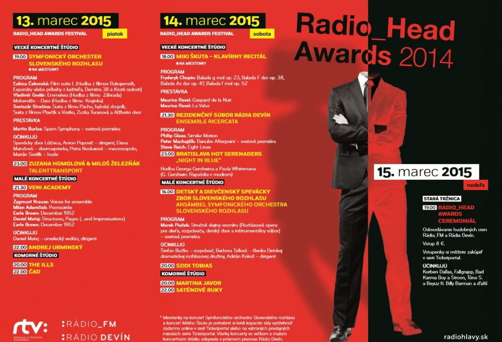 RTVS spustila oficiálnu kampaň k tohtoročnému udeľovaniu cien Radio_Head Awards 2014 - LineUp