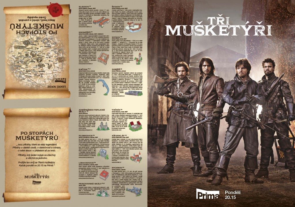TV Prima v spolupráci s Lidovými novinami vydala špeciálnu mapu k seriálu Traja mušketieri - obr.1
