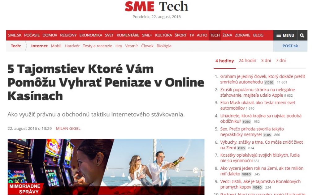 podvodný článok publikovaný na napodobenine webu SME.sk