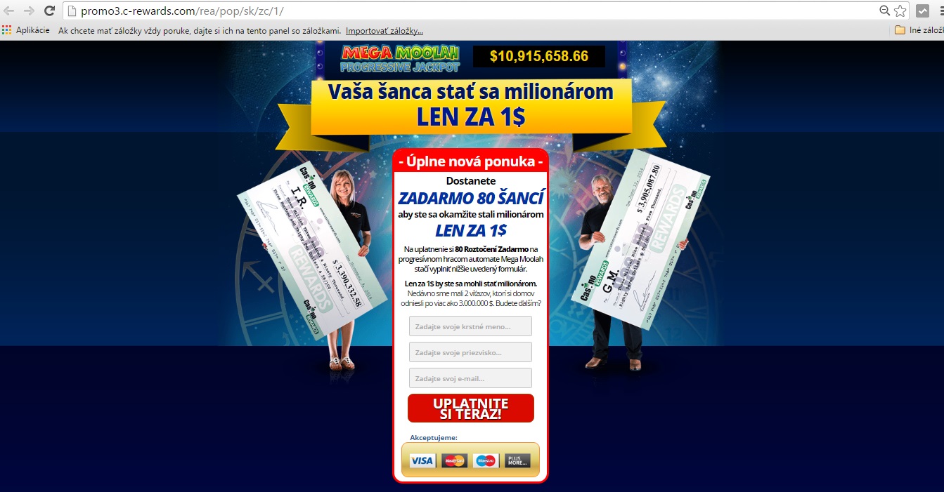 podvodny clanok na napodobenine SME.sk smeroval na web z hracim automatom Mega Moolah