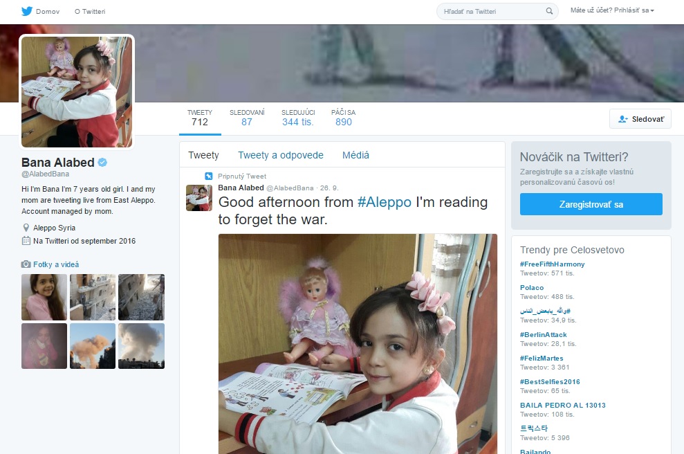 Tweeter profil Bany Alabed