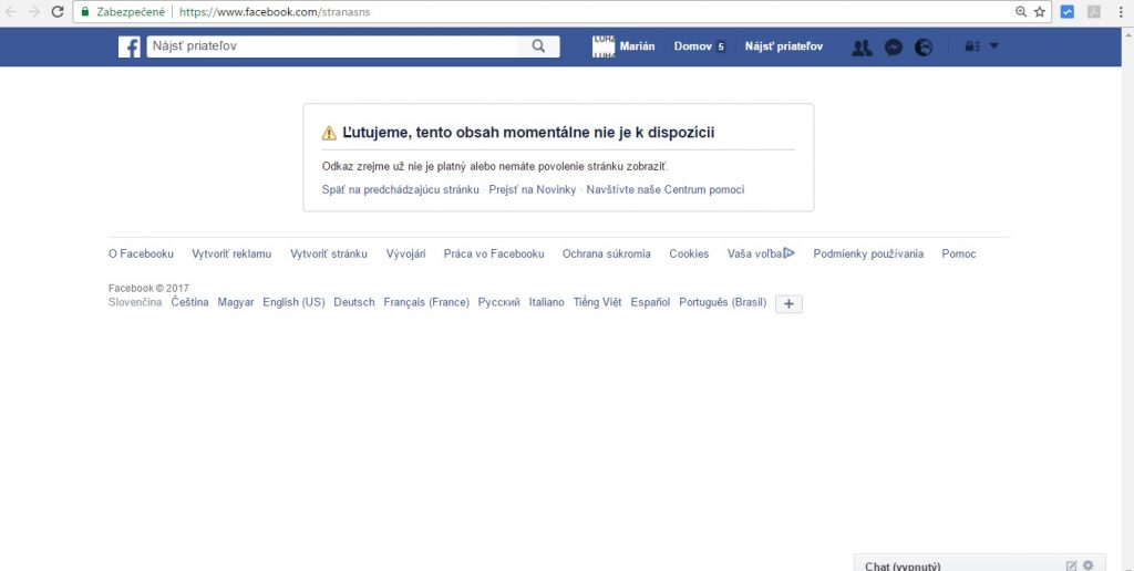 profil SNS na FB 22.1.2017