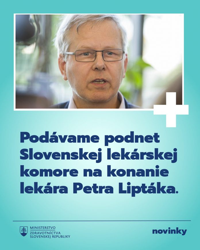 Ministerstvo podáva sťažnosť na komoru na lekára Petra Liptáka, mal šíriť konšpirácie o koronavíruse