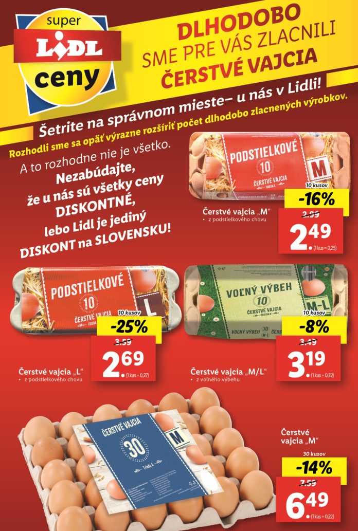 Diskont dlhodobo znížil ceny všetkých balení čerstvých vajec predávaných pod privátnou značkou