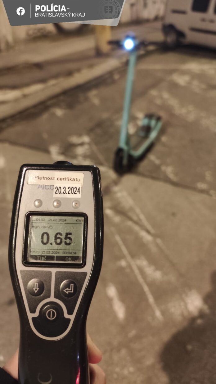 Počas víkendu jazdili po Bratislave pod vplyvom alkoholu aj kolobežkári, nielen motoristi
