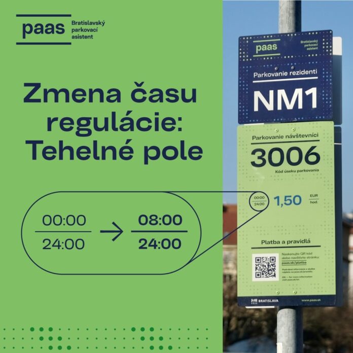 Hlavné mesto pripravuje zjednocovanie časov regulácie v PAAS zónach. Začína 25. marca 2024 zónou NM1 - Tehelné pole
