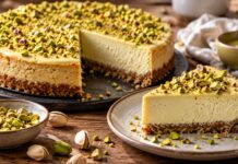 RECEPT: Pistáciový cheesecake: krémový dezert s bielou čokoládou a chrumkavým korpusom