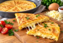 RECEPT: Raňajky z jednej panvice: chrumkavá tortilla s vajíčkom a roztopeným syrom